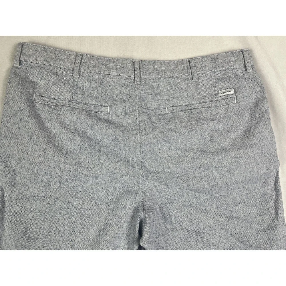 Calvin Klein Blue Lightweight 38 Beach Chino Light Blue Linen Cotton mix Shorts